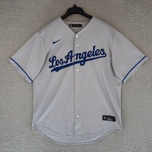 Los Angeles Dodgers Nike men’s Large button up Jersey Gray and Blue MLB baseball